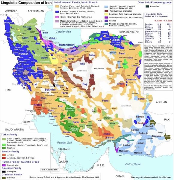نقشه کامل زبانی ایران